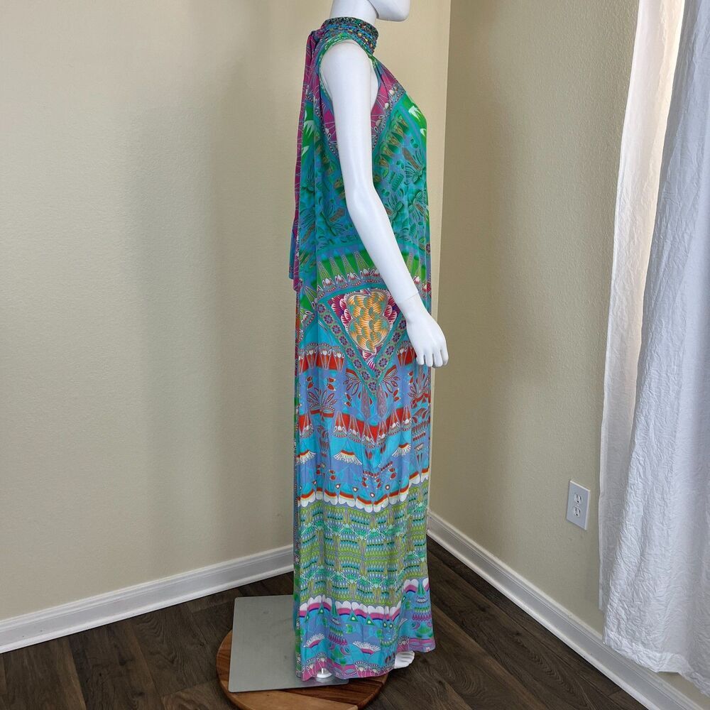 Camilla Amulet Womens Silk Multicolor Halter Maxi Dress Boho Resort Beach Summer - Picture 8 of 13